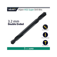 HSS SUPER DRILL BIT DOUBLE ENDED 3.2MM POUCHED