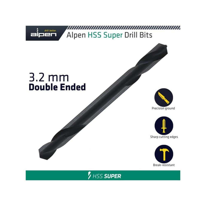 HSS SUPER DRILL BIT DOUBLE ENDED 3.2MM POUCHED