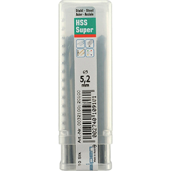 Alpen HSS Super Steel Drill Bits 5.2mm - 10 Pack - High Speed Steel Drill for Metal