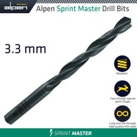 Alpen Hss Sprint Master 3.3 Mm X1 Sleeved Din338 Alpen Drill Bit Alp614033 1
