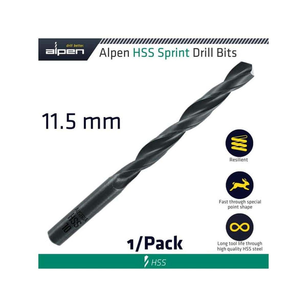 ALPEN Hss Sprint Drill Bit 11.5Mm 1/Pack - ALP614115