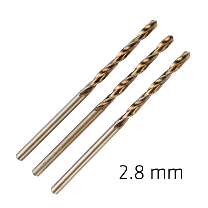 Alpen HSS Sprint Master 2.8mm Drill Bit - 3 Pack DIN338. High Speed Steel Drill Bits for Precision Drilling.