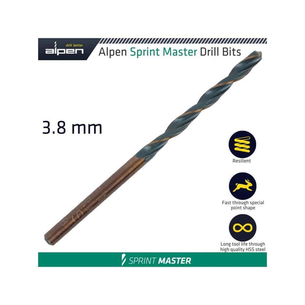 ALPEN SPRINT MASTER 3.8MM DIN 338 1/PACK