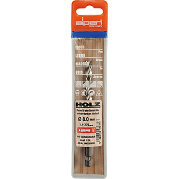 Alpen HSS Wood Drill Bit 6mm Hex Shank - Precision Woodworking Tool