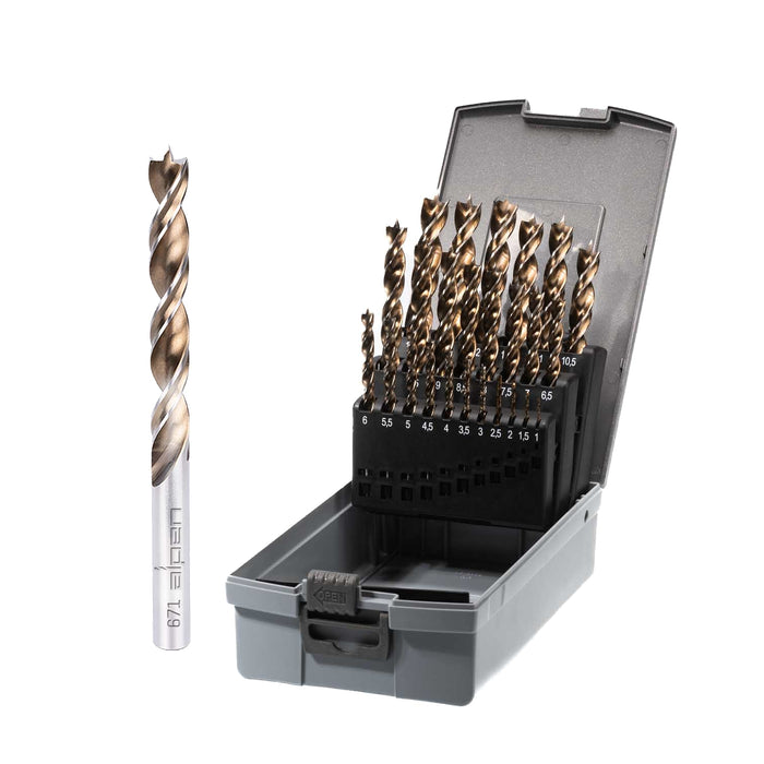 Alpen Timber Twist Wood Drill Bit Set KP25-25 - Woodworking Drill Bits in Case