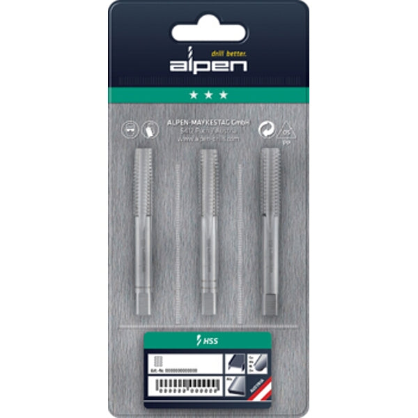 Hand Tap Set M2 HSS 0.5mm Pitch - Alpen Thread Cutting Tools for Precision Threading, Professional Grade