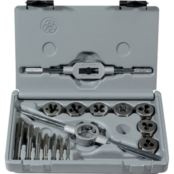 Tap and Die Set 16 Piece M3-M12 HSS with Die Holder & Tap Wrench | Thread Cutting Tool Kit