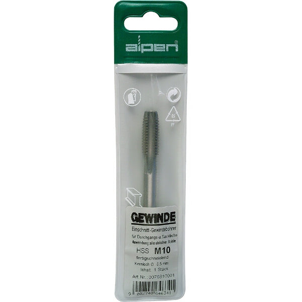 Alpen Gewinde HSS M10 Tap: Thread Cutting Tool for Metal. High-Speed Steel Tap.