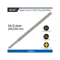 FORCE X 14.0 x 260/200 SDS-PLUS REBAR DRILL BIT X4 CUTTING EDGES - BUL