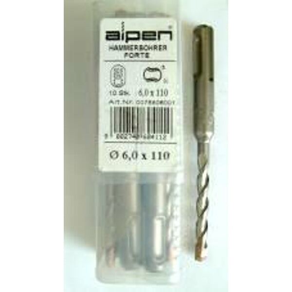 Aipen 6mm SDS Plus Hammer Drill Bit (6.0x110) - Concrete/Masonry Drill. Packaged & Single Bit. Buy at chavda.com