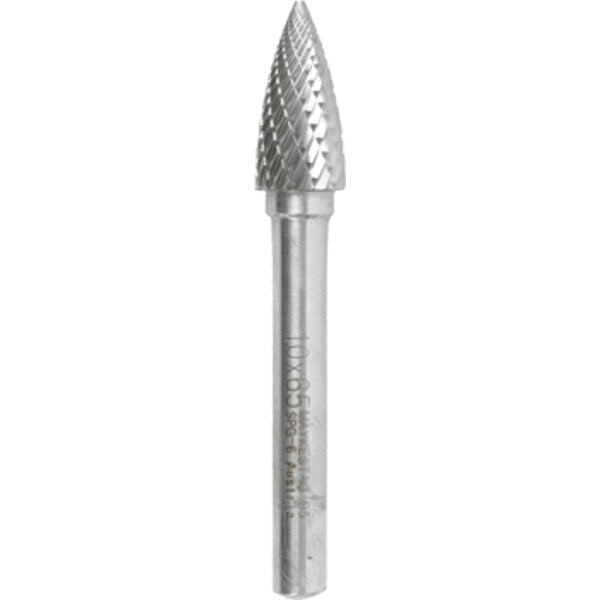 TC Rotary Burr 10mm Arc Pointed Nose - Hard Metal Carving, Grinding, Deburring Tool