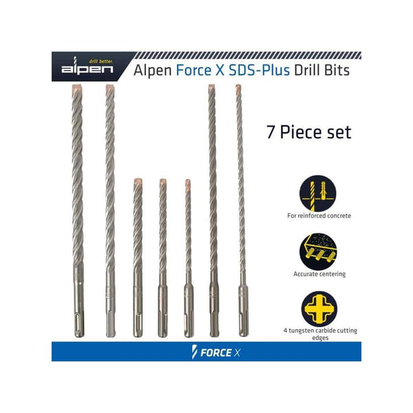 FORCE X SDS-PLUS MIX BOX 7 PCS. 6.0/ 8.0/ 10.0 MM X 160 AND 6.0/ 8.0/