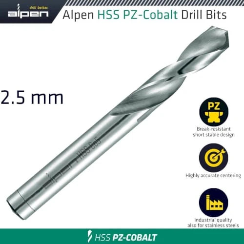 Alpen Alpen Cobalt Drill Short Bulk 2.50 Mm Alp9010025