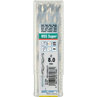 Alpen HSS Super 8.0mm Drill Bits - Steel Drilling - High Speed Steel Drill Bit Set