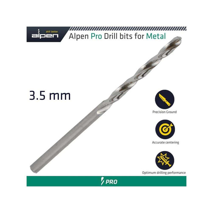 ALPEN PRO HSS DRILL DIN 338 RN 135 WITH SPLIT POINT 3.5MM BULK