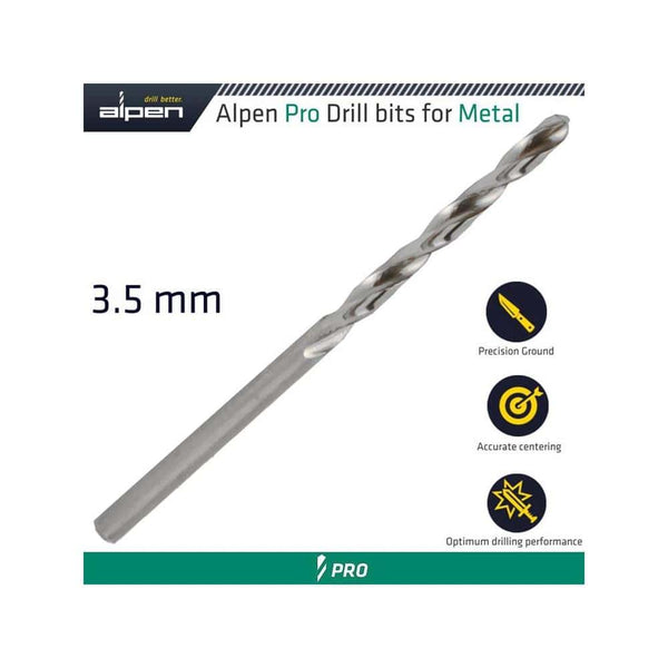 ALPEN PRO HSS DRILL DIN 338 RN 135 WITH SPLIT POINT 3.5MM BULK