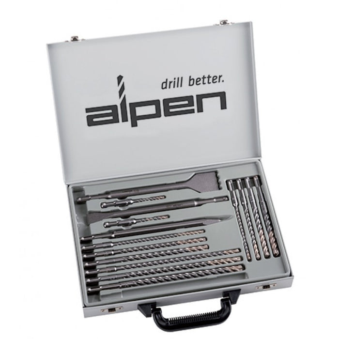 Alpen SDS Plus Drill and Chisel Set 16 Piece Metal Case
