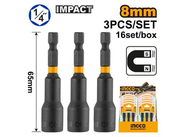 INGCO PDQ MAGNETIC NUT SETTER 3PCS 8MM
