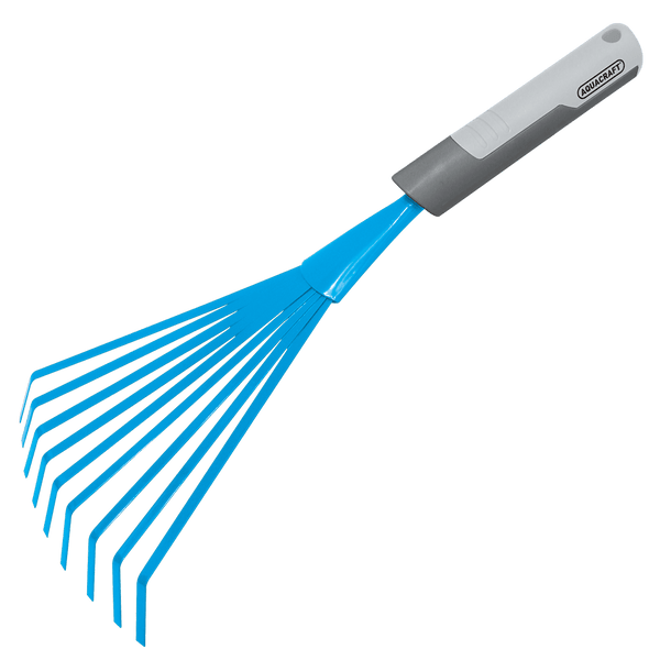 Aquacraft Classic Leaf Rake Hand Tool - Blue Garden Rake for Leaves & Debris