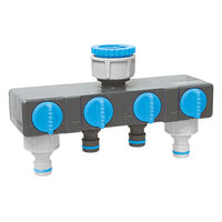 AQUA FITT Tap Connector Multi Outlet: 4-way Garden Hose Splitter, Water Tap Connector