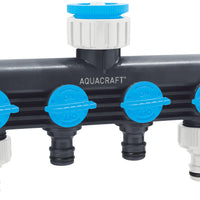 AQUA FITT Tap Connector Multi Outlet: 4-way Garden Hose Splitter, Water Tap Connector