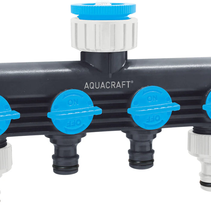 AQUA FITT Tap Connector Multi Outlet: 4-way Garden Hose Splitter, Water Tap Connector