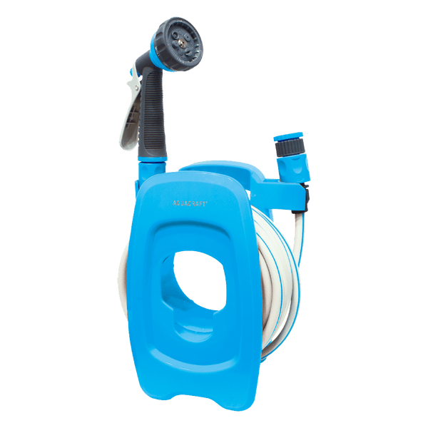 AquaCraft Mini Hose Reel Set - 10m Hose, Spray Nozzle, Wall Mountable - Perfect for Patios & Small Gardens