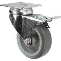 Atlas Workholders BRAKED SWIVEL PLATE 75mmRUBBER TYRE