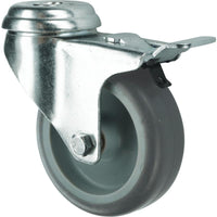 Atlas Workholders BRAKED SWIVEL BOLT HOLE 75mmRUBBER TYRE