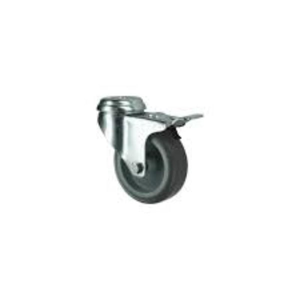 Atlas Workholders BRAKED SWIVEL BOLT HOLE 100mmRUBBER TYRE
