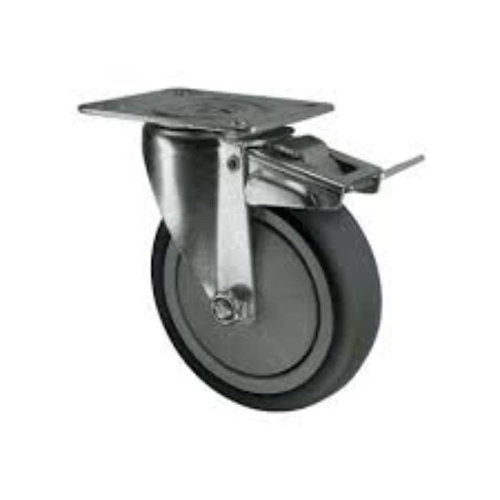 Atlas Workholders BRAKED SWIVEL PLATE 75mmTHERMOPLASTIC TYRE