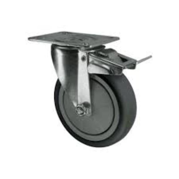 Atlas Workholders BRAKED SWIVEL PLATE 75mmTHERMOPLASTIC TYRE