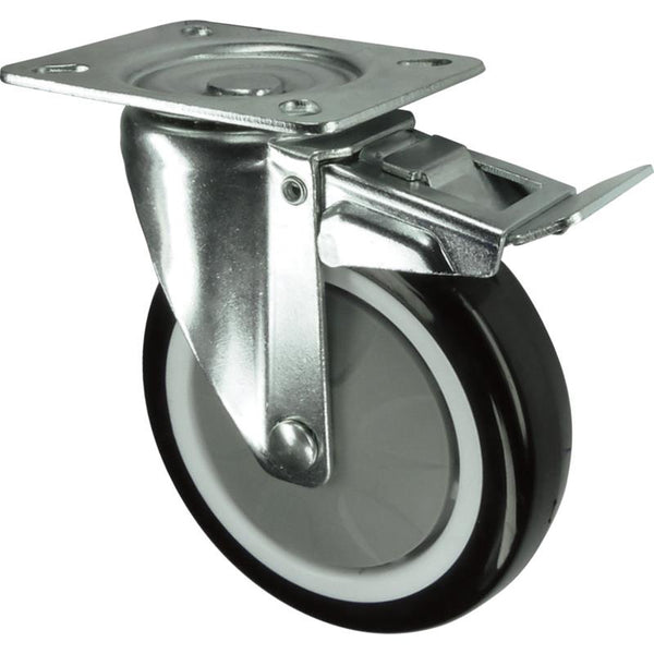 Atlas Workholders BRAKED SWIVEL PLATE 75mmPOLYURETHANE TYRE