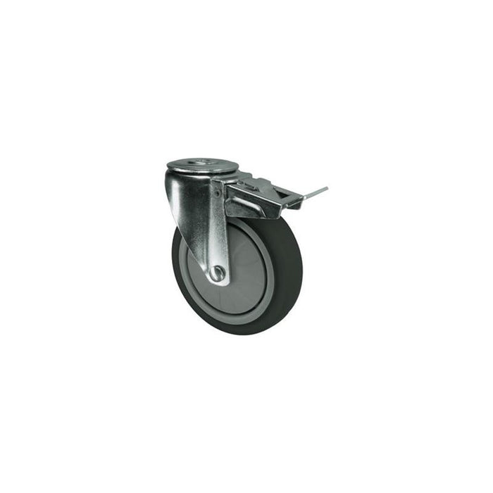 Atlas Workholders BRAKED SWIVEL BOLT HOLE 75mmTHERMOPLASTIC TYRE
