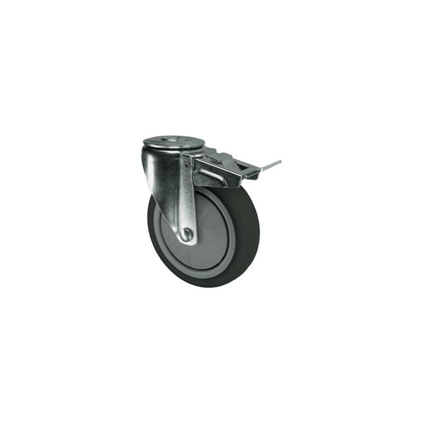 Atlas Workholders BRAKED SWIVEL BOLT HOLE 75mmTHERMOPLASTIC TYRE