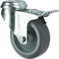 Atlas Workholders BRAKED SWIVEL BOLT HOLE 100mmTHERMOPLASTIC TYRE