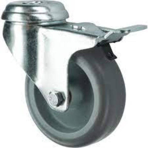 Atlas Workholders BRAKED SWIVEL BOLT HOLE 100mmTHERMOPLASTIC TYRE