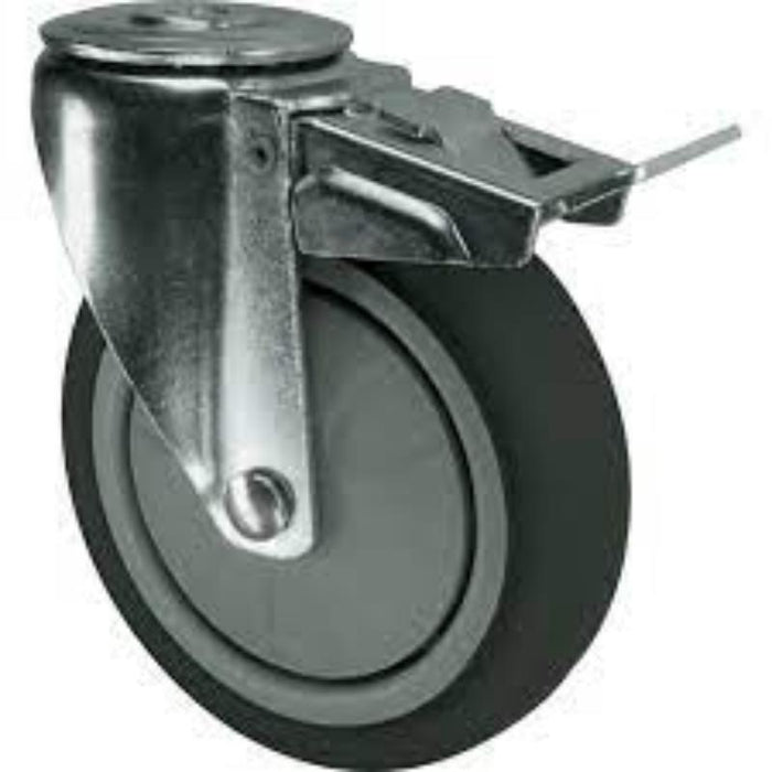 Atlas Workholders BRAKED SWIVEL BOLT HOLE 125mmTHERMOPLASTIC TYRE