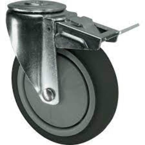Atlas Workholders BRAKED SWIVEL BOLT HOLE 125mmTHERMOPLASTIC TYRE