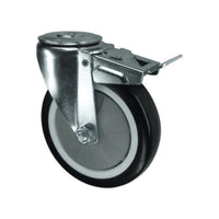 Atlas Workholders BRAKED SWIVEL BOLT HOLE 100mmPOLYURETHANE TYRE