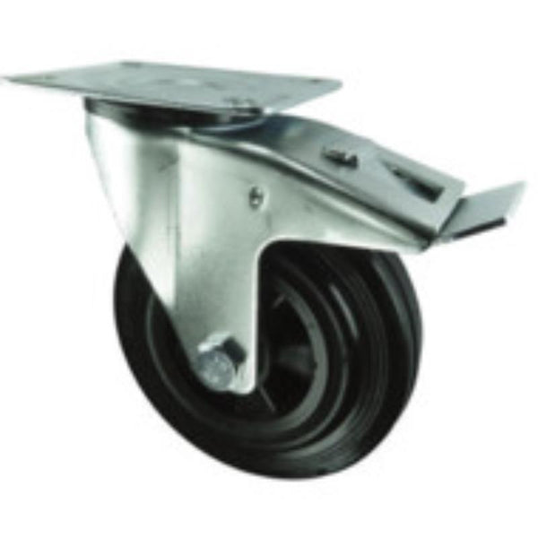 Atlas Workholders BRAKED SWIVEL PLATE 100mmRUBBER TYRE; POLY CENTRE