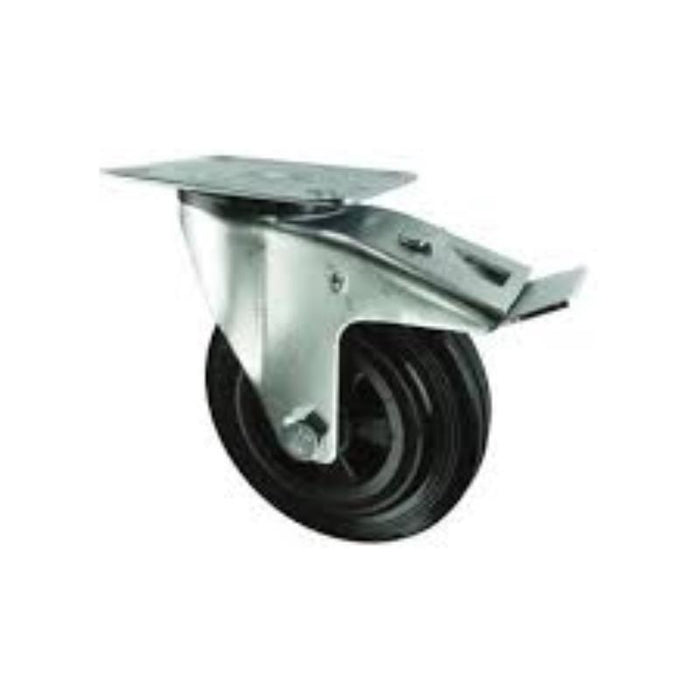 Atlas Workholders BRAKED SWIVEL PLATE 200mmRUBBER TYRE; POLY CENTRE