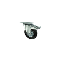 ATLAS WORKHOLDERS Braked Swivel Caster: 100mm Rubber Tire, Steel Center. Buy online at chavda.com!