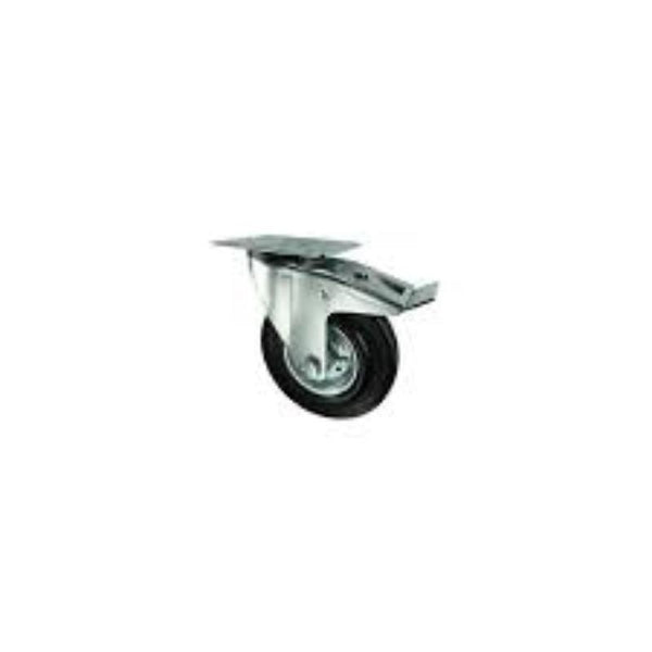 Atlas Workholders BRAKED SWIVEL PLATE 200mmRUBBER TYRE; STEEL CENTRE