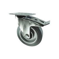 Atlas Workholders BRAKED SWIVEL PLATE 80mmGREY RUBBER TYRE