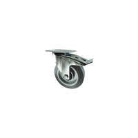 Atlas Workholders BRAKED SWIVEL PLATE 125mmGREY RUBBER TYRE