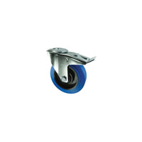 Atlas Workholders BRAKED SWIVEL PLATE 125mmBLUE RUBBER TYRE