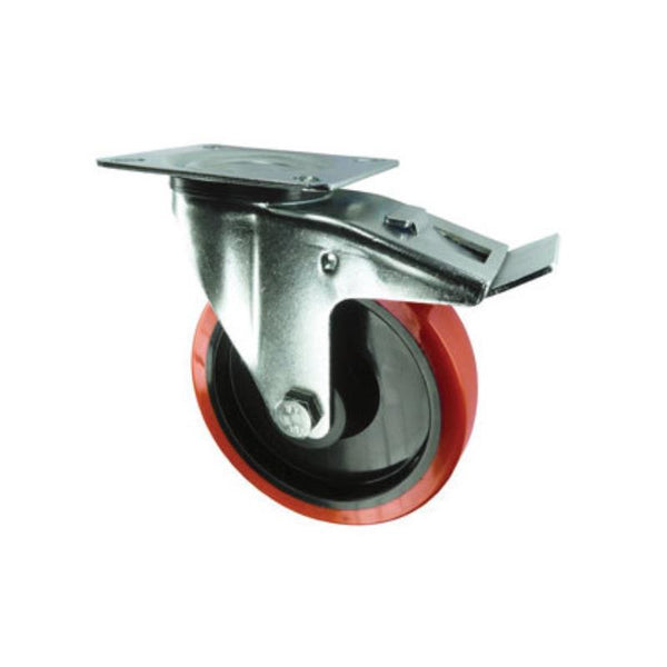 Atlas Workholders BRAKED SWIVEL PLATE 200mmPOLYURETHANE TYRE