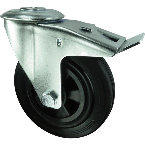 Atlas Workholders BRAKED SWIVEL BOLT HOLE80mm RUBBER TYRE POLY CTR