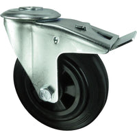 Atlas Workholders BRAKED SWIVEL BOLT HOLE160mm RUBBER TYRE POLY CTR